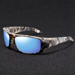 Men’s Camoflauge Blue Lens Polarized Sports Fishing Sunglasses